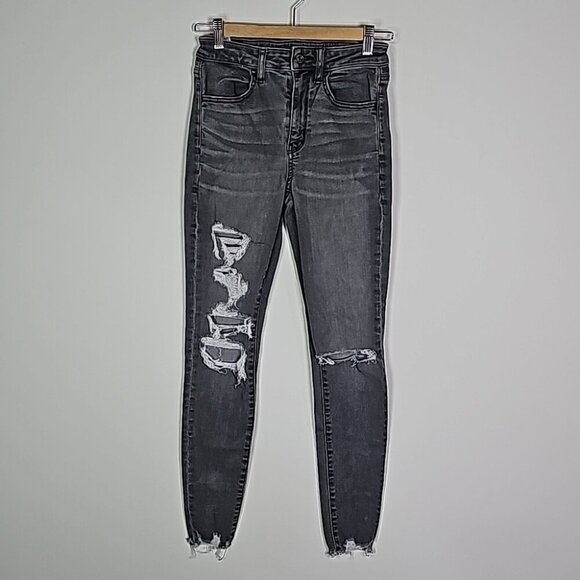 AMERICAN Eagle gray next level stretch size 2 super high rise jeggings - Picture 1 of 8